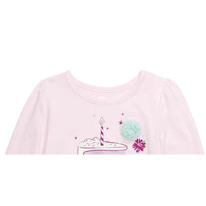 Epic Threads Little Girl's Pink T-Shirt Size 5 Soft Cotton <b>Cake</b> <b>Slice</b> Printed Jersey Casual Summer Ruffle Collar Cartoon Pattern - Product Image 2