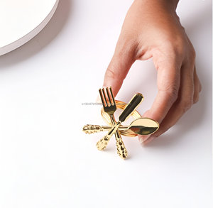 Hot Selling Golden Luxury Cutlery Design Dinning Napkin <b>Ring</b> For Wedding Party Restaurant - Product Image 5