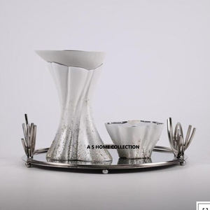 ล่าสุดปี 2024 หรูหราทันสมัยเหล็กโลหะตกแต่งชามดอกไม้สีทองและเตา - Product Image 6