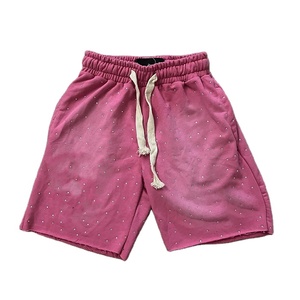 <b>Men's</b> Summer Acid Wash <b>Shorts</b> Mid Waist Quick Dry Vintage Streetwear Sun Faded Printed Rhinestone Pocket with Front Logo - Product Image 5