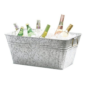 Outdoor Indoor Portable Big Ice <b>Bucket</b> For Party Galvanized Steel Oval <b>Beer</b> Beverage Tub - Product Image 1