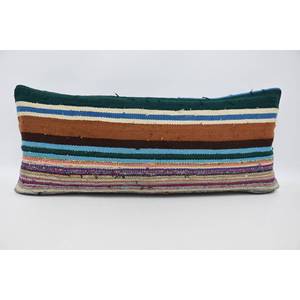 Almohada de lana Bohemia a rayas de color verde azulado de 16x36 cojín tejido con estampado Floral y Vintage de lujo para asiento de sala de estar tamaño 18x18 - Product Image 1