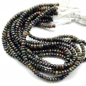 Vente en gros d'opale éthiopienne noire à facettes perles en forme de rondelle 5.5-6.5 MM pierres revêtues d'opale éthiopienne prêtes pour magasin de détail - Product Image 1