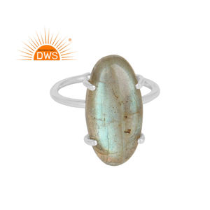 Nuevo diseño de plata de ley fina labradorita natural piedra preciosa anillo apilable fabricante de joyas - Product Image 1