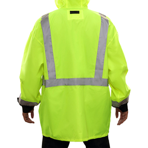 Safety <b>Rain</b> <b>Jacket</b> <b>Lightweight</b> Waterproof Hi-Vis <b>Jacket</b> Two Tone Adjustable Custom Hood for <b>Men</b> - Product Image 6