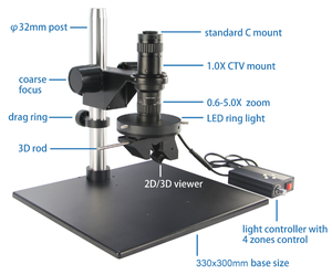 Microscope vidéo numérique monoculaire BestScope BS-1080BL3DHD6 LCD 2D/<span class=keywords><strong>3D</strong></span> avec vue latérale 2D ou <span class=keywords><strong>3D</strong></span> à 360° °   Observation de la rotation. - Product Image 4