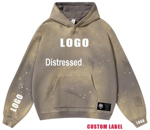Personnalisé meilleur fabricant Distressed Boxy Fit Pullover 500Gsm Blank FrenchTerry Oversized Heavyweight Acid Washed Sweat à capuche pour homme - Product Image 2