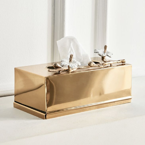 Ornate antique gold <b>metal</b> tissue box holder and <b>waste</b> <b>bin</b> set, vintage design. Available at wholesale price. - Product Image 2