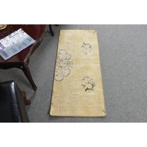 Alfombra de lana negra amarilla clásica de 1,6x3,9 pies de área grande, respaldo de látex con patrón abstracto rectangular turco para sala de estar, alfombra modelo - Product Image 1