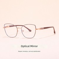 Nouvelle Arrivée Lunettes Anti-Lumière Bleue en Métal pour Femmes Adultes, Monture Carrée Pleine, Style Œil de Chat, Verres PC Tendance