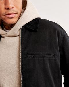 Streetwear de haute qualité Veste de travail vintage délavée avec logo personnalisé Veste d'extérieur en toile de coupe décontractée en coton pour hommes - Product Image 5