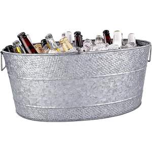 Classy Design Stainless Steel Galvanized <b>Ice</b> <b>Bucket</b> With Handle Bar and Wine Accessories <b>Beverage</b> <b>Tubs</b> - Product Image 1