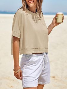 เสื้อยืดผู้หญิงสไตล์ใหม่สำหรับฤดูหนาว ระบายอากาศได้ดี เป็นมิตรกับสิ่งแวดล้อม ผลิตจากผ้าฝ้าย 100% สีพื้น คอกลม แขนยาว สวมใส่สบาย ราคาประหยัด - Product Image 3