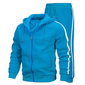 ชุดเสื้อฮู้ดและกางเกงขายาวสำหรับผู้ชาย ไซส์ XL ลายเรียบ ดีไซน์ซิป ป้องกันการหดตัว ล้างสีแบบ Acid Wash พร้อมลายสกรีน - Product Image 2