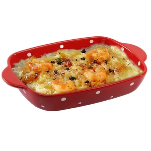 Casseroles en céramique, poêle à lasagne en porcelaine de 7 "x 5", ustensiles de cuisson individuels avec poignée - Product Image 1