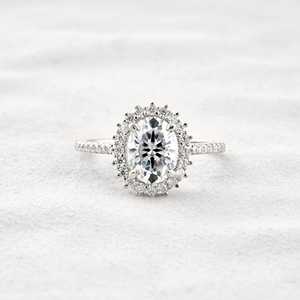 1.50 CT Lab Grown ovale coupe diamant bague de fiançailles décontracté mariage anniversaire cadeau pour les femmes romantique Pav ensemble pour les fêtes - Product Image 3