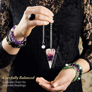 Vente en gros de pendule en cristal d'orgone, pierre semi-précieuse, chakra de radiesthésie, grille de cristal de guérison, pendules d'améthyste Leyar - Product Image 6