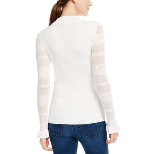 Maglione Crave Fame Junior Bianco Taglia Media con Bordi in Pointelle, Traspirante, Stampa Intrecciata, Moda Autunno/Inverno, Applicazioni Logo Frontali - Product Image 2