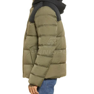 Chaqueta acolchada impermeable con cuello levantado para hombre, logotipo personalizado, estilo callejero para invierno, uso al aire libre, venta al por mayor - Product Image 4