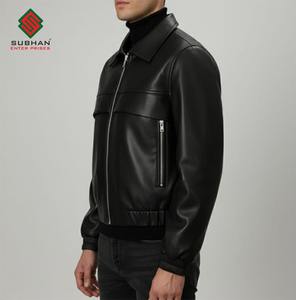 Chaqueta Bomber Casual de Invierno para Hombre con Cierre, Cuello Mao, Diseño Sólido, Cuero Sintético, Servicio OEM - Product Image 3
