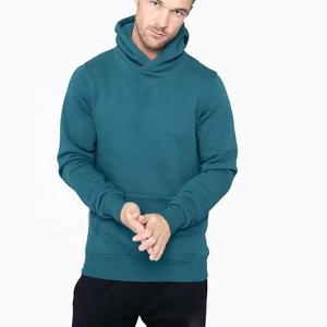 Sweat à capuche pour homme avec cordon de serrage Pull en coton éponge français de couleur unie Poches latérales ODM Tissu tricoté pour l'hiver - Product Image 4