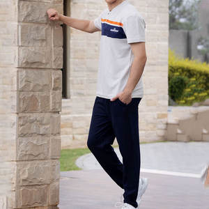 Conjunto de chándal de verano a la moda con cintura elástica y pantalones cónicos Conjunto de chándal de mezcla de algodón suave - Product Image 3