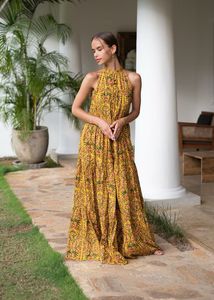 เดรสแม็กซี่สไตล์โบโฮสำหรับผู้หญิง, เดรสยาวสไตล์โบฮีเมียนประดับด้วยดอกไม้มีระบายเป็นชั้นๆเนื้อผ้าไหลน้ำหนักเบาโรแมนติกและน้ำหนักเบา - Product Image 4