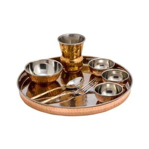 Ensemble de Thali traditionnel indien de luxe de haute qualité en acier inoxydable martelé rond classique élégant - Product Image 6