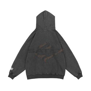 Sweat-shirts à capuche vintage à lavage acide au design moderne personnalisé, sweat-shirts d'hiver unisexes, mélange polyester/coton, teinture unie, appliqué - Product Image 4