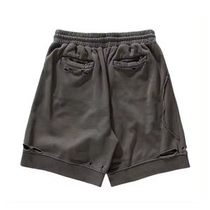 Short de détresse personnalisé pour hommes, confortable, élastique, en molleton de coton, motif solide avec poches, taille 6XL, short de détresse uni pour la sueur - Product Image 2