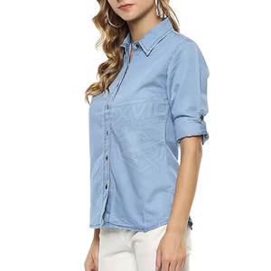 <b>Soft</b> Fabric <b>Jeans</b> Shirts For Women In Low Price Best Quality Pakistan Manufacture Casual Wear <b>Jeans</b> Shirts - Product Image 4