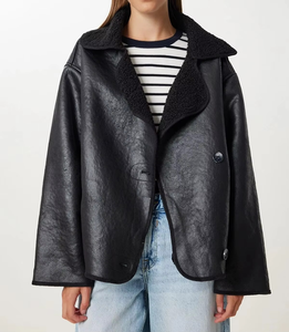 Chaquetas de Cuero Negras Cuadradas de Moda, Transpirables, de la Mejor Calidad, Cómodas, de Pakistán, Chaqueta de Cuero para Mujer - Product Image 1