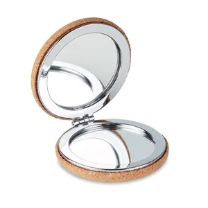 Personalized Minimalist Guapa Cork <b>Foldable</b> Round Portable <b>Mirror</b> Elegant Vanity Gadget - Product Image 1