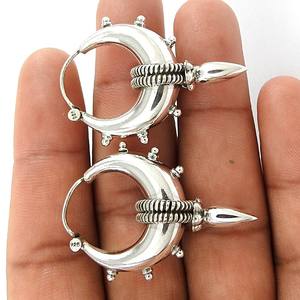 Aretes de Aro Grandes de Plata de Ley 925 de Último Diseño, Joyería Artesanal India Hecha a Mano, Precio de Mayoreo, Proveedor, Fabricante - Product Image 3