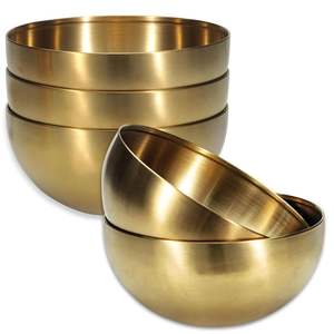 Factory Wholesale Luxury Gold-Plated Aluminium Metal Super Round Dessert Bowl for Hotels Kitchen Use Great for <b>Gifting</b> <b>Dogs</b> - Product Image 6
