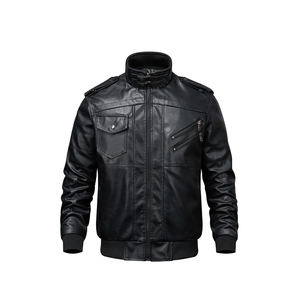 Offre Spéciale véritable peau de mouton Bomber veste en cuir hommes moto vestes en cuir couleur marron hommes veste en cuir pour hommes - Product Image 4