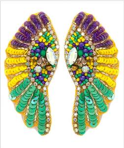 ต่างหูประดับลูกปัดมาร์ดิกราส์ปักด้วยมือสุดหรูเครื่องประดับสำหรับงานเฉลิมฉลองเทศกาลอินเดียสำหรับทั้งชายและหญิง - Product Image 5