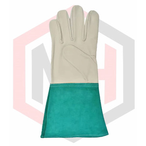ถุงมือเชื่อมหนังแบบพันข้อมือทำจากผ้าใบ - Product Image 6