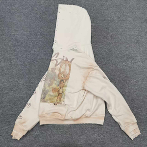 Sweat à capuche pour homme surdimensionné à coupe ample, effet délavé par pulvérisation, strass, impression DTG, poignets à trois couches - Product Image 3