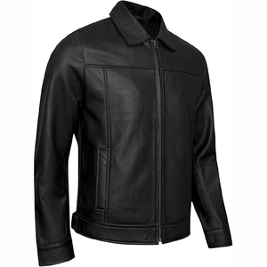 Premium men leather jacket <b>genuine</b> cowhide biker style slim fit winter fashion durable outerwear bulk supplier - Product Image 3