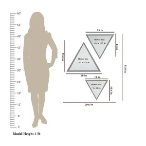 Low MOQ Modern Design Triangular Look <b>Set</b> of 3 Wooden Decorative <b>Wall</b> <b>Mirror</b> Brown Factory Direct Sale Manufacturer Wholesale - Product Image 4