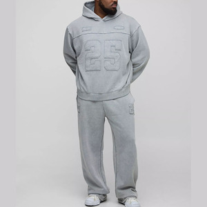 Conjunto de chándal holgado para hombre, sudadera con capucha y pantalones de chándal de gran tamaño en tonos neutros para uso diario, novedad en venta al por mayor - Product Image 1