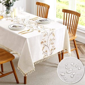 Embroidered Tablecloth for Dining <b>Table</b>,Dust Proof Spillproof Soil Resistant Cotton Linen Rectangle <b>Table</b> <b>Cloths</b> OEM - Product Image 1