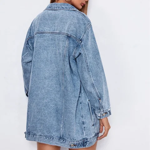 Ropa de otoño para mujer, chaqueta vaquera corta con logotipo personalizado, chaqueta vaquera de manga larga para mujer, con cuentas de alta calidad - Product Image 6