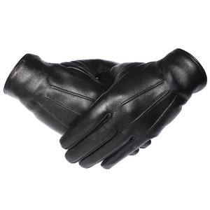 Guantes de Montar a Caballo de Cuero Genuino con Pantalla Táctil para Invierno, Forro de Lana de Oveja Real Negra, Cálidos para Uso Diario con Logotipo Personalizado - Product Image 1