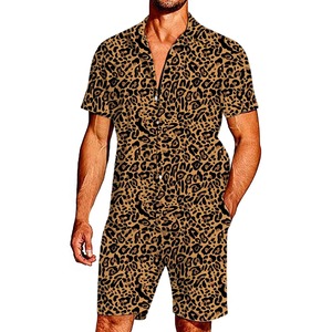 Venta al por mayor de moda de los hombres de doble conjunto de playa de dos piezas de verano a juego camisa y pantalones cortos conjunto para vacaciones, viajes y fiesta en la piscina - Product Image 4