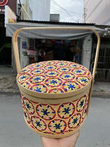 Cesta de regalo de bambú de colores para exhibición de té y dulces - Product Image 5