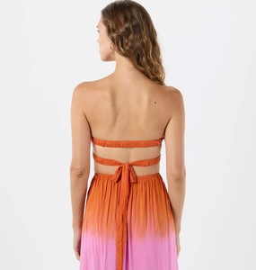 ชุดเดรสเกาะอกผ้าเรยอนย้อมระบายชิ้นเดียวมีสายรัดหน้าอกแบบผูกปมด้านหลังเป็นควัน - Product Image 4