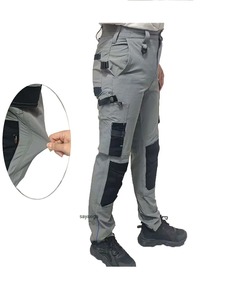 High-Stretch Canvas Casual <b>Work</b> Trousers Multi-Pocket Breathable Wear-Resistant Hiking Pants Men <b>Knee</b> <b>Pads</b> Waterproof - Product Image 3