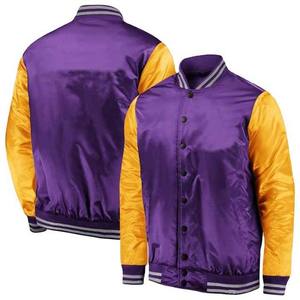Blouson de baseball bombardier en satin de polyester 100% avec logo fait sur mesure veste de baseball d'hiver de collège de style de rue pour hommes - Product Image 3